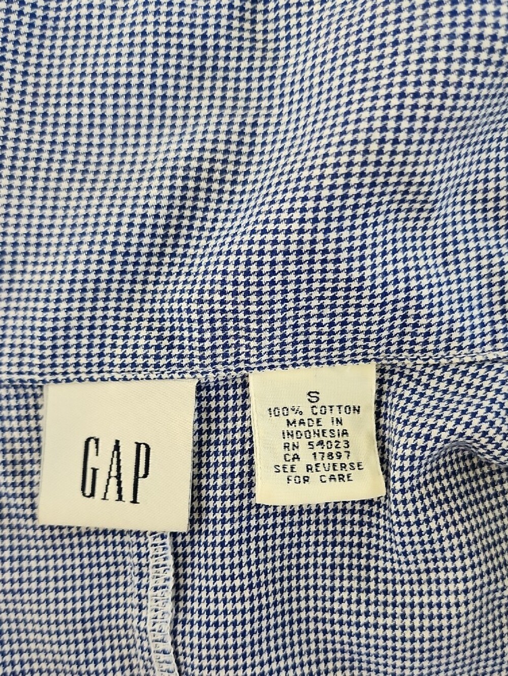GAP Vintage 90s Y2K Women’s Blue Short-Sleeve Button-Down Shirt Collar Checkered - Picture 4 of 9
